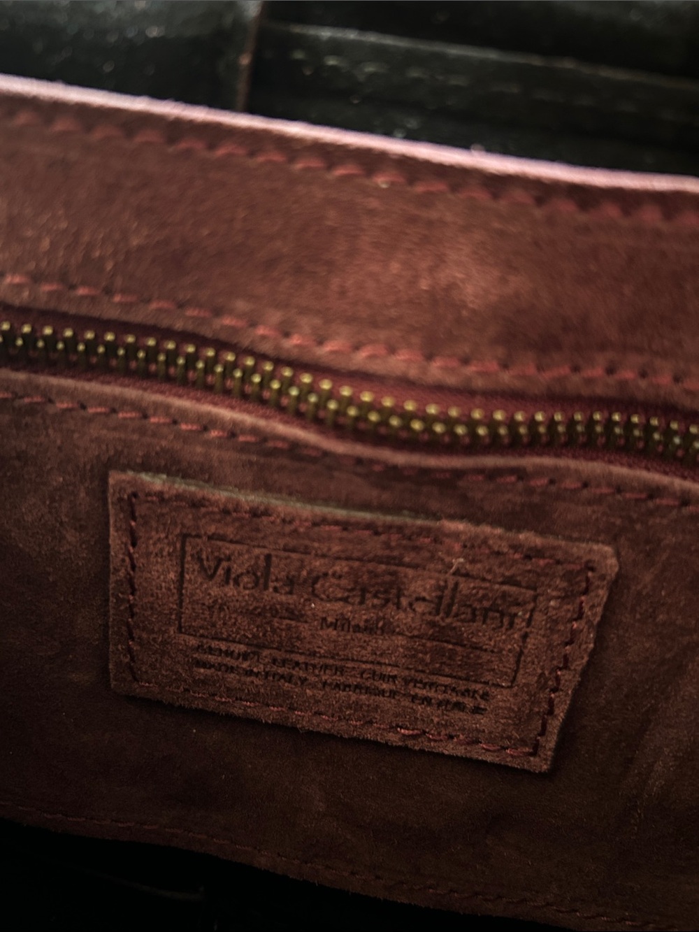 Viola Castellani Suede Crossbody Bag in Burgundy - Picture 5 of 6